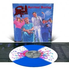 Death  ‎– Spiritual Healing ( Royal Blue w/ White Butterfly Wings and Neon Pink, Red and Cyan Blue Splatter)
